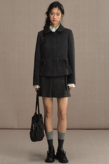 Fake Two-Piece Bow Lace-Up Shirt Dress