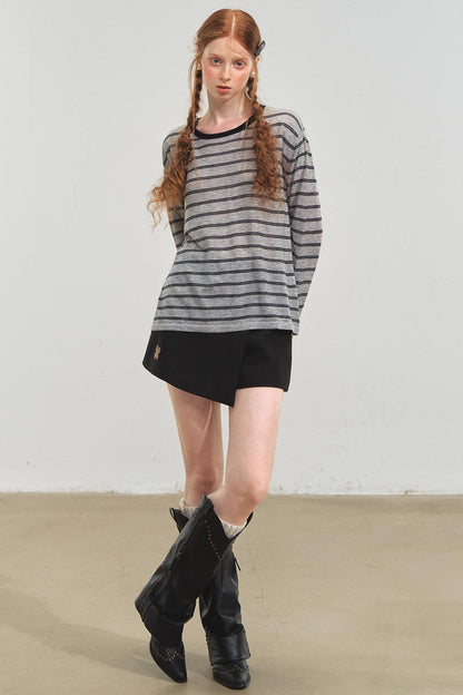 Vintage Striped Gray Knit Top