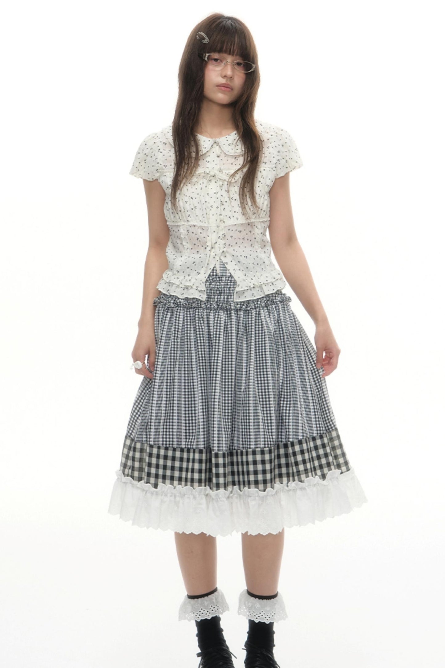 Designer Plaid Doll Collar Shirt