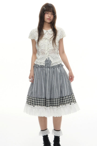 Designer Plaid Doll Collar Shirt