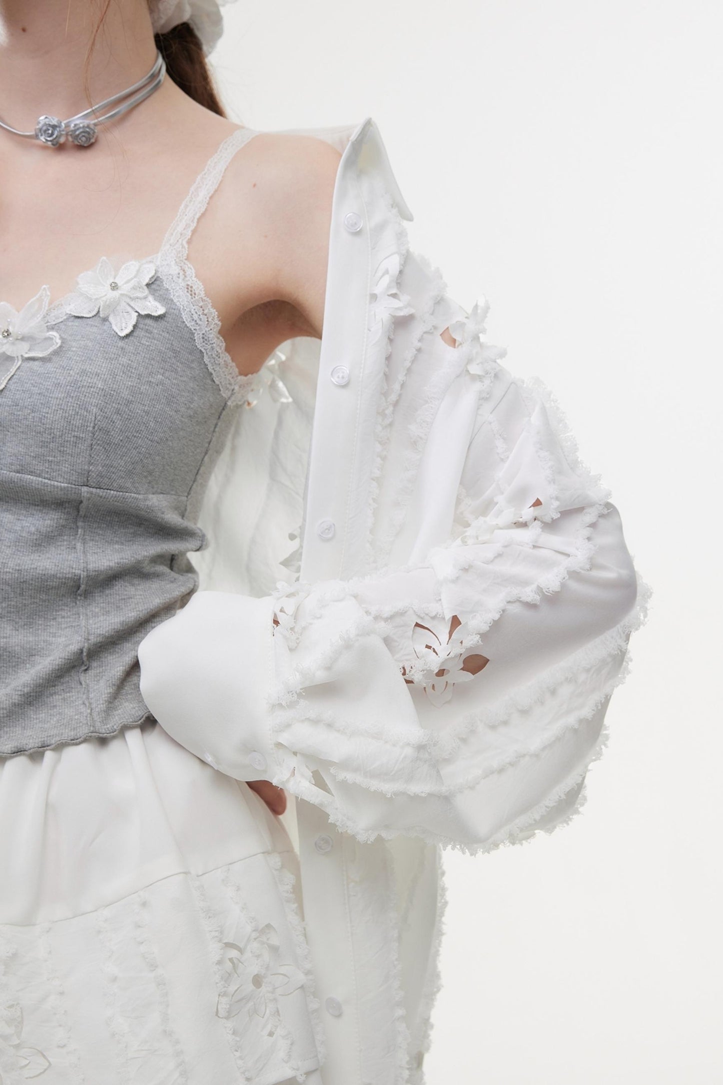 French Style Hollow Floral Two-Piece Set-Up