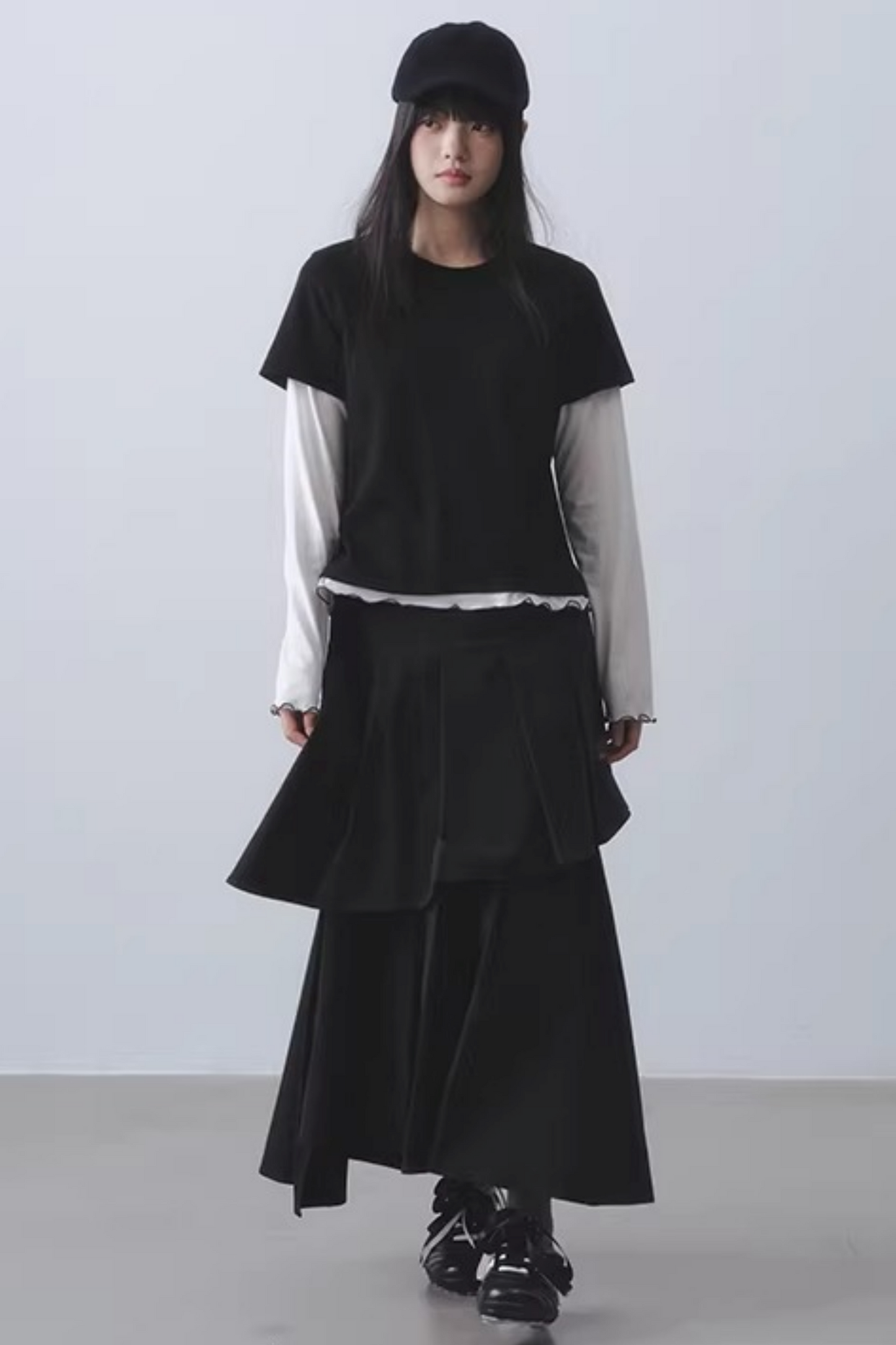 Double-Layered Pleated Skirt