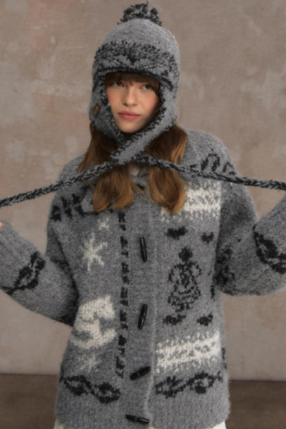 Retro Collegiate Knitted Cardigan