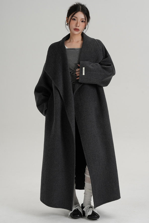 Large Lapel Long Wool Coat