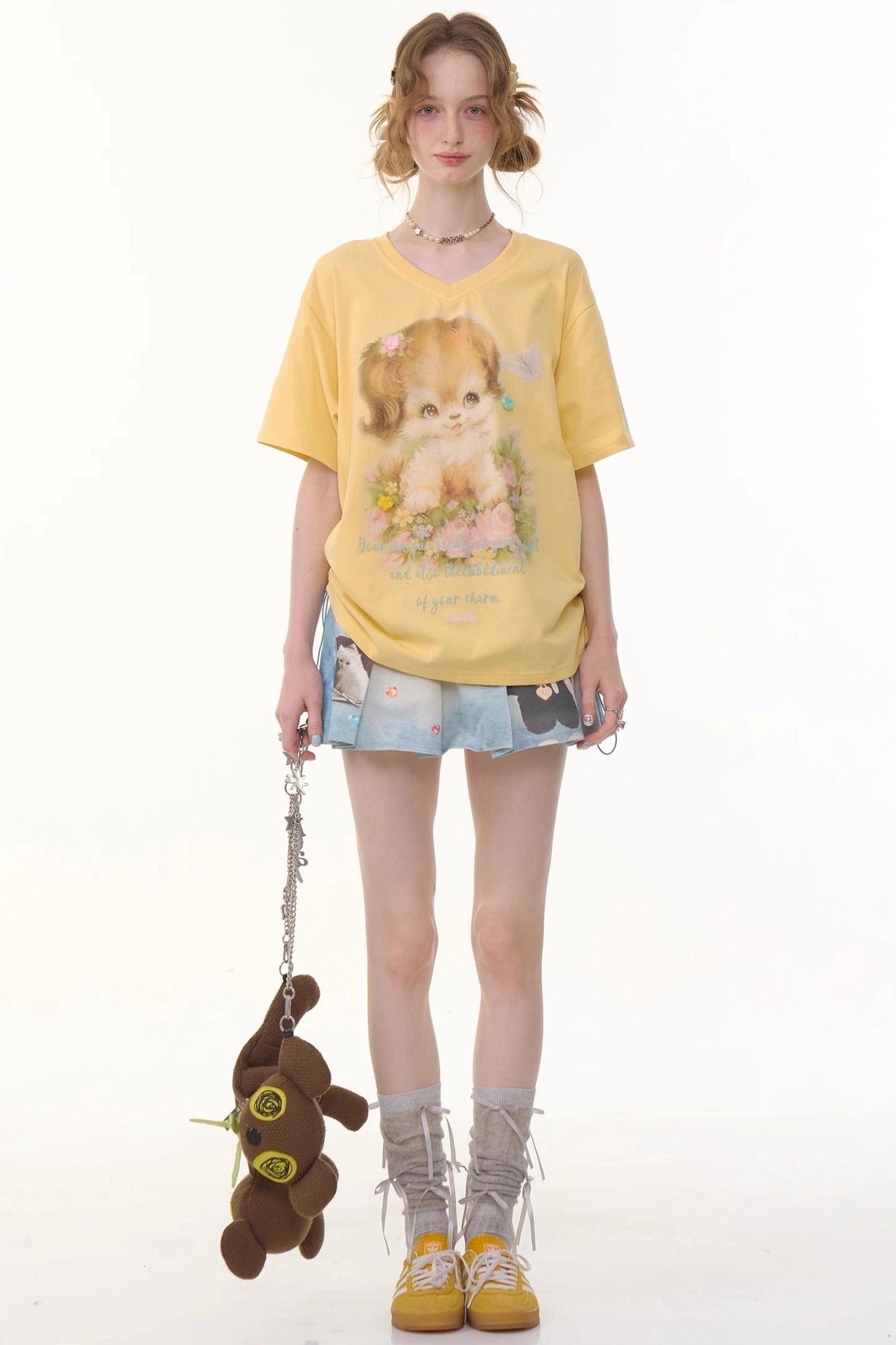 Chic Animal Print Denim Skirt