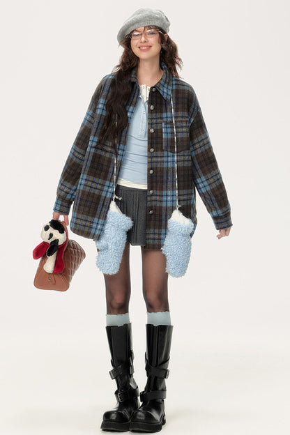 Chic Retro Plaid Collar Shirt