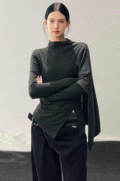 Irregular Waist-Cinching Winter Top