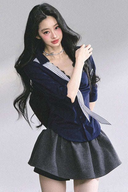 Autumn Slimming Polo Neck Shirt