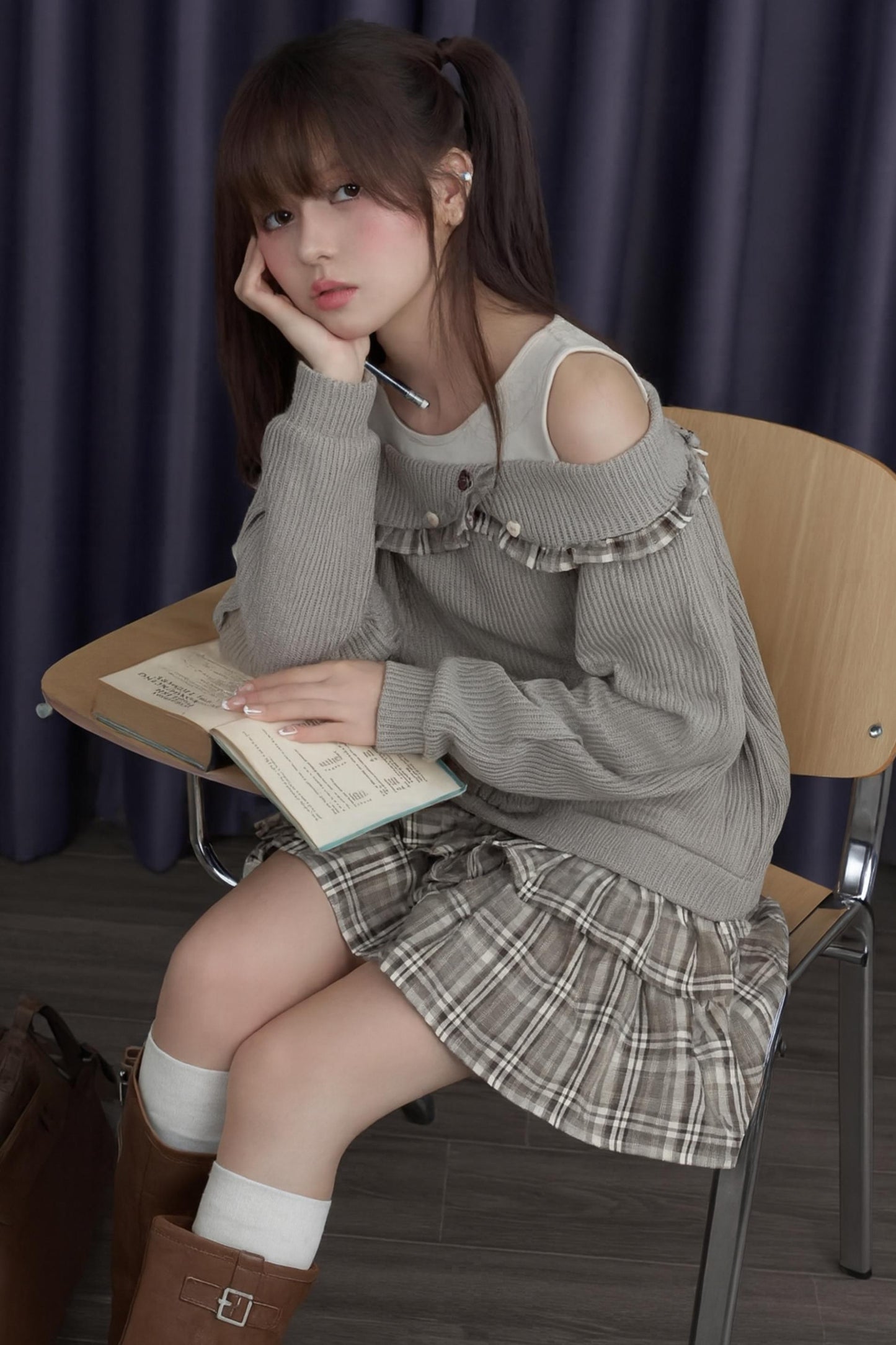 Patchwork Brown Plaid Dress