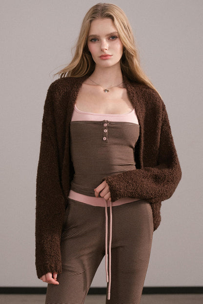 Color-Block Knitted Cardigan Set-Up