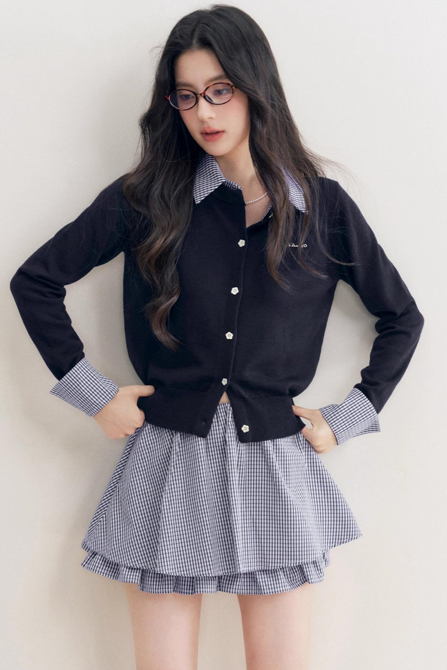 Elite Wool-Blend Plaid Cardigan Set-Up