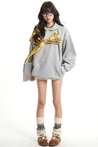 Vintage Plaid Loose Long Sleeve Sweatshirt