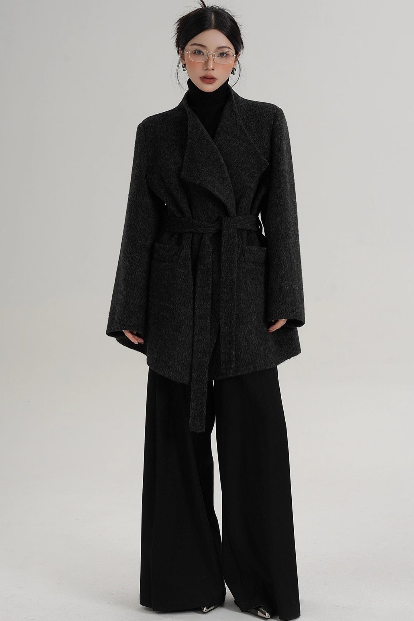 Charcoal Black Wool Coat