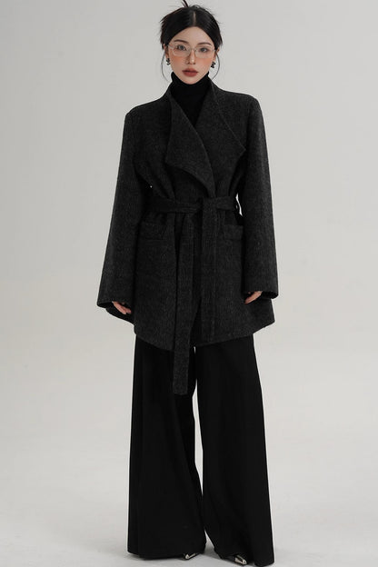 Charcoal Black Wool Coat