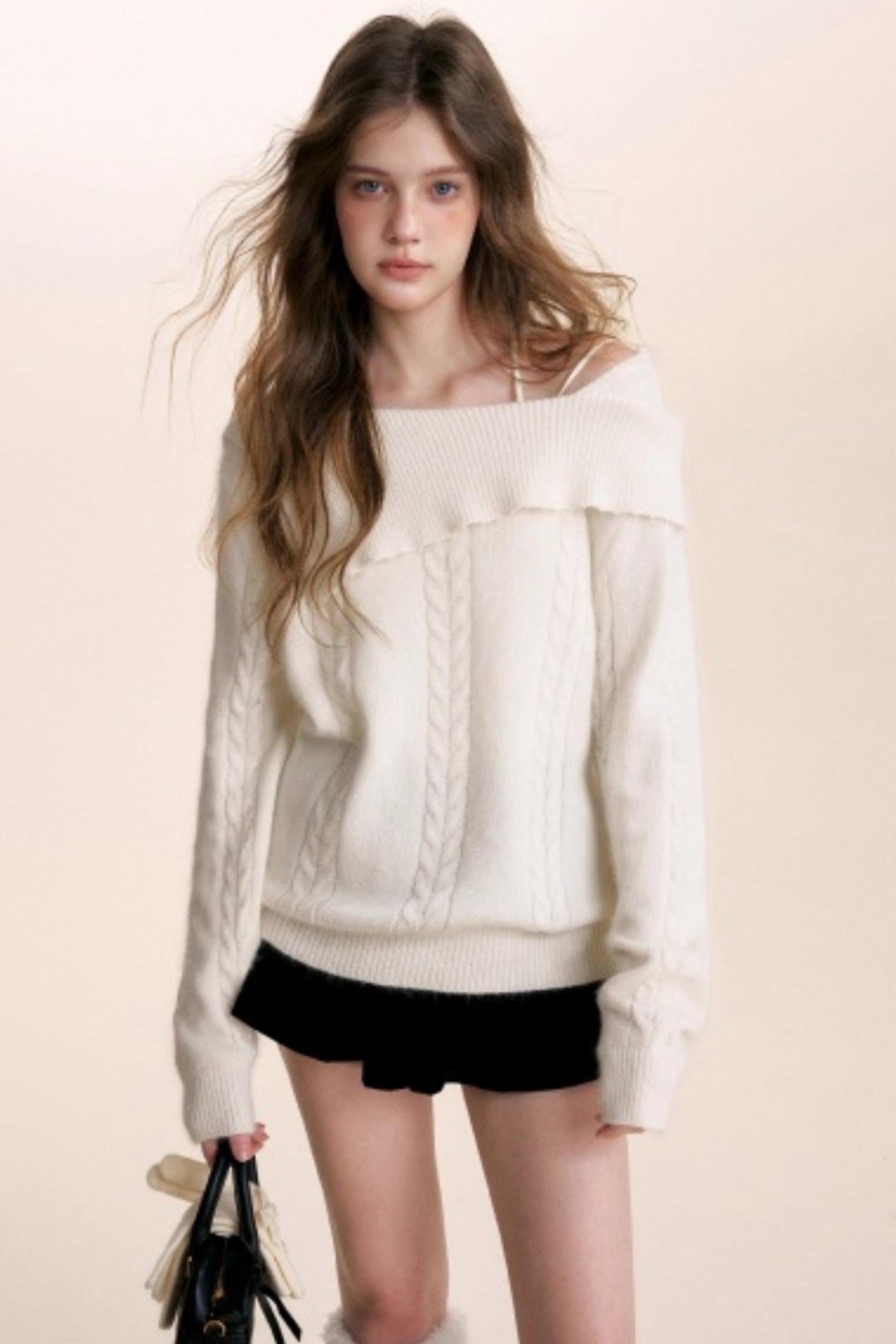 Velvet Pearl One-Shoulder Sweater