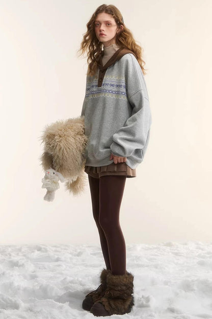 Fair Isle Hooded Top