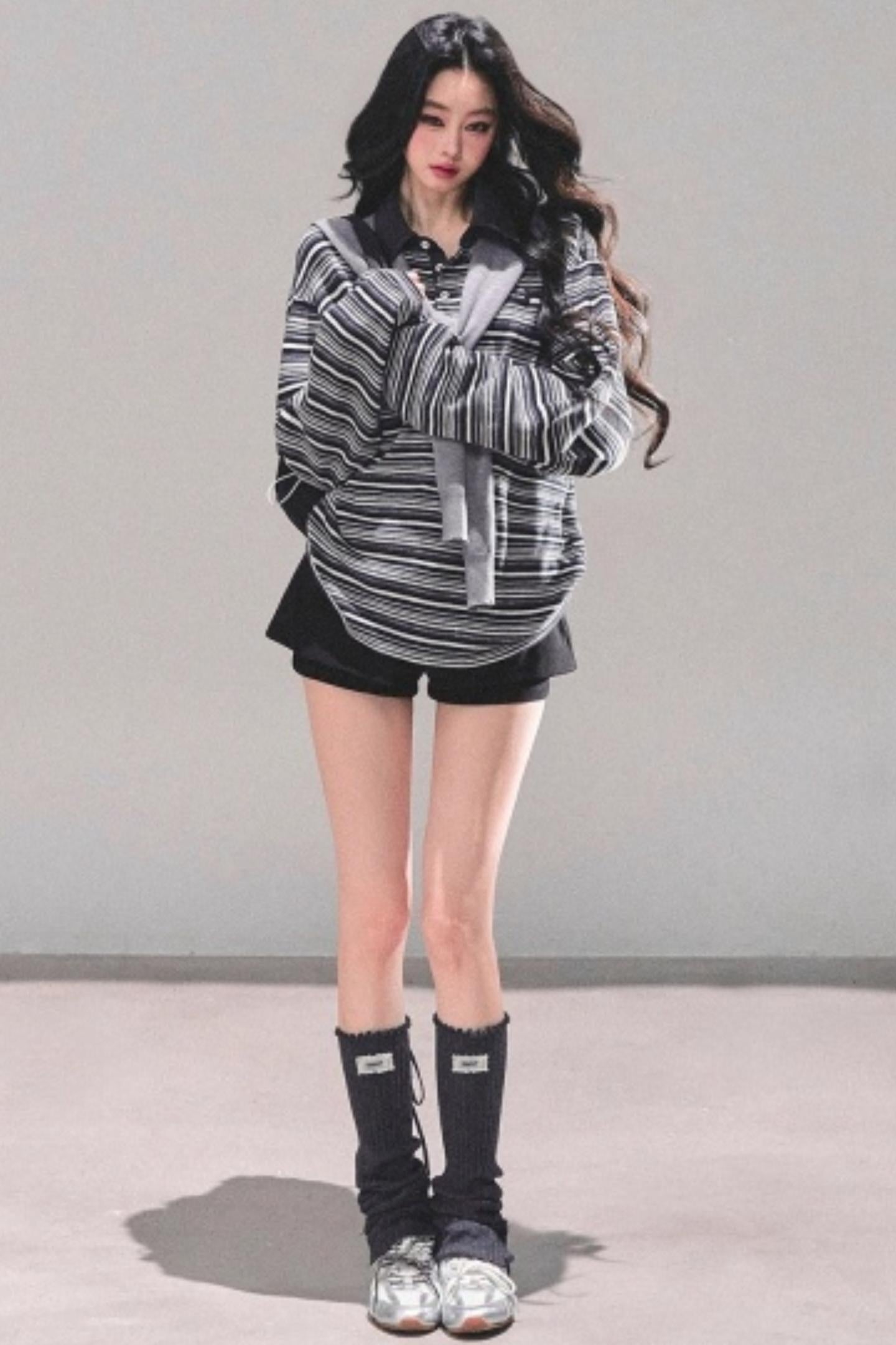 American Polo Neck Striped Top