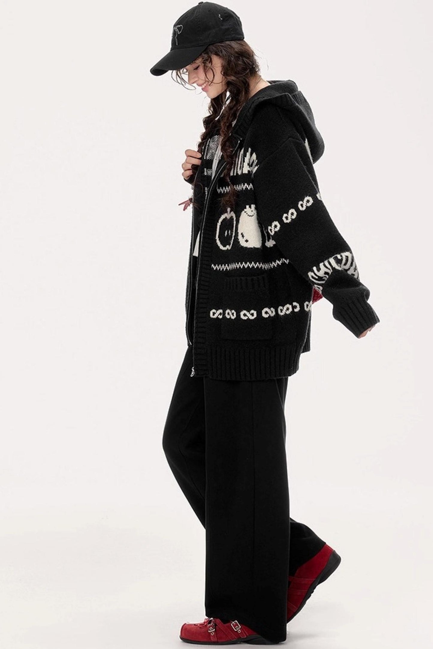 Lazy Fair Island Jacquard Sweater Hooded Jacket