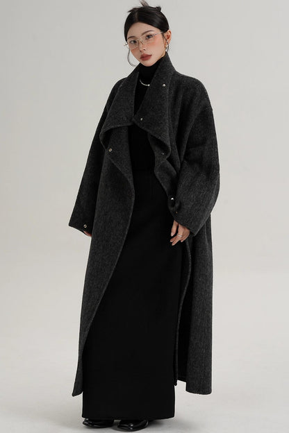 Stand-Up Collar Elongated Wool Coat