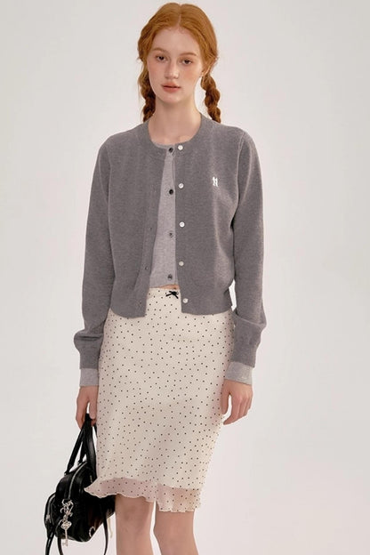 French Polka Dot A-Line Chiffon Skirt