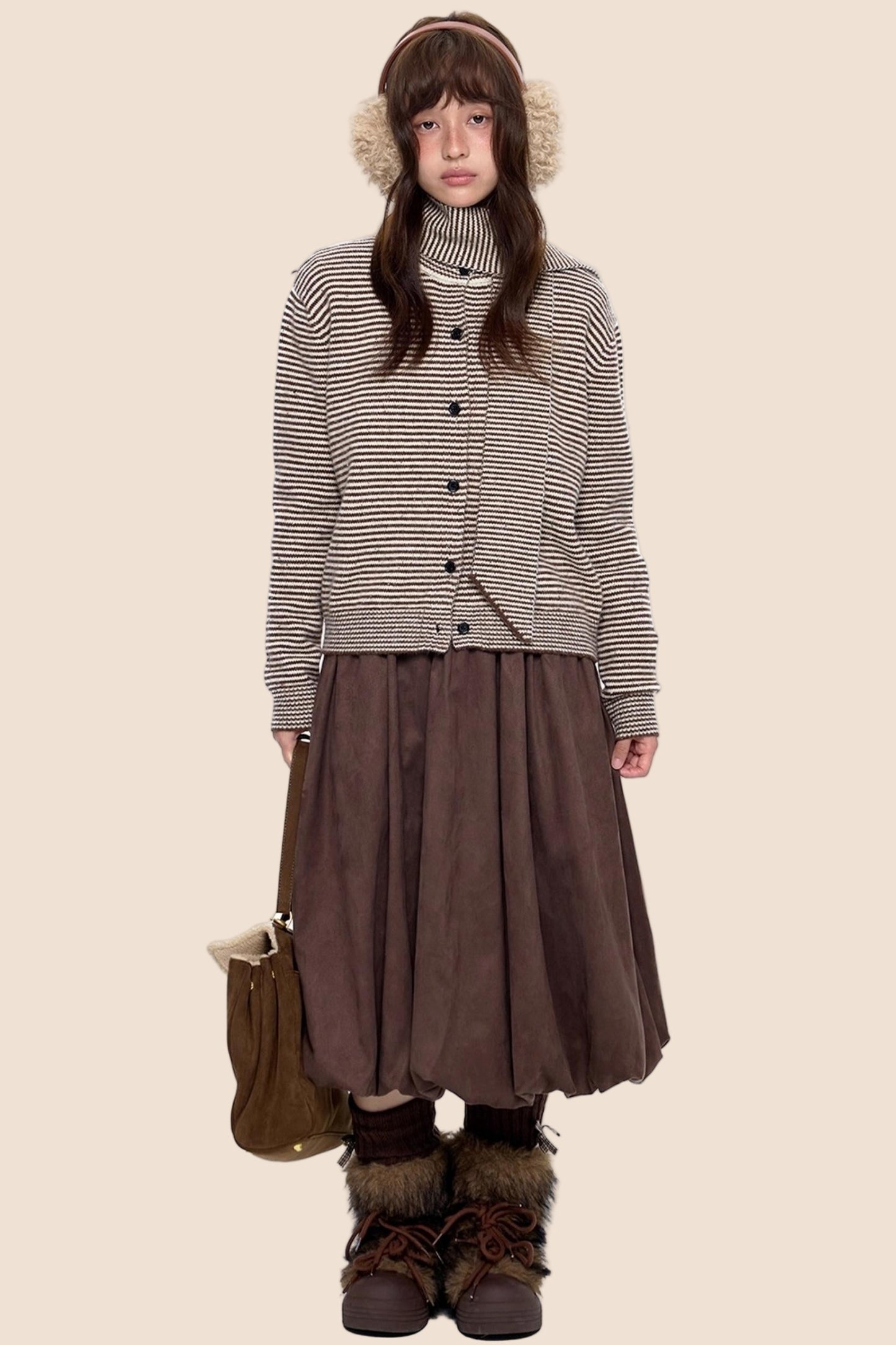 Lazy Striped Knit Cardigan Sweater