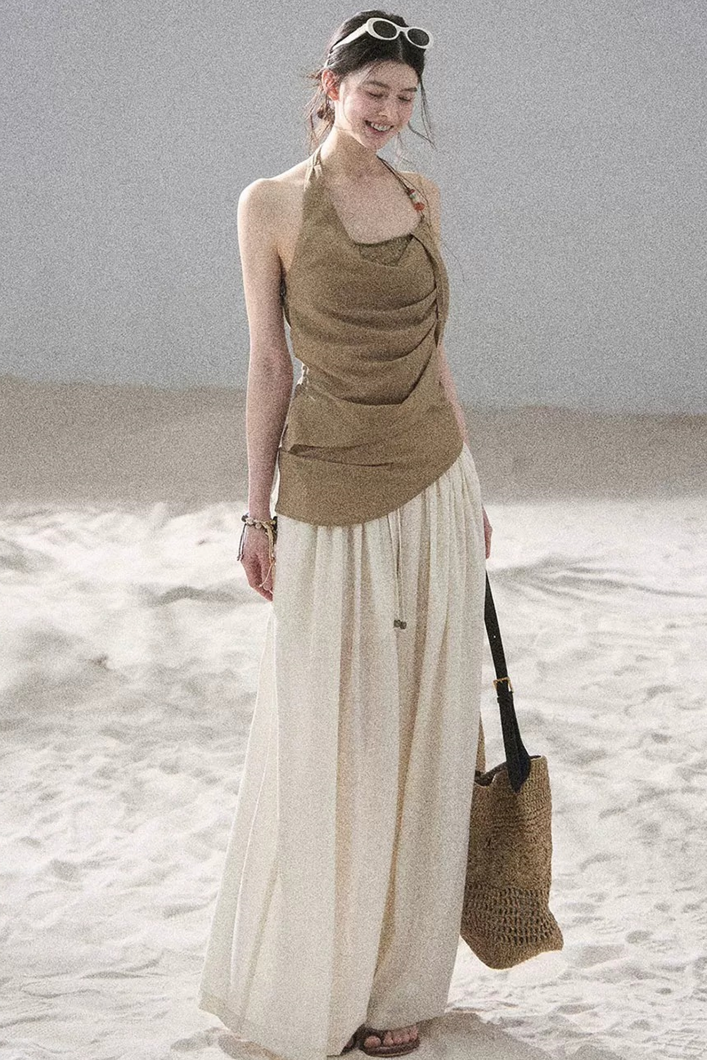 Watercolor Chiffon Wide-Leg Pants