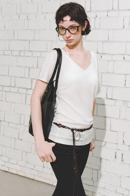 Effortless V-Neck Bat Sleeve Top