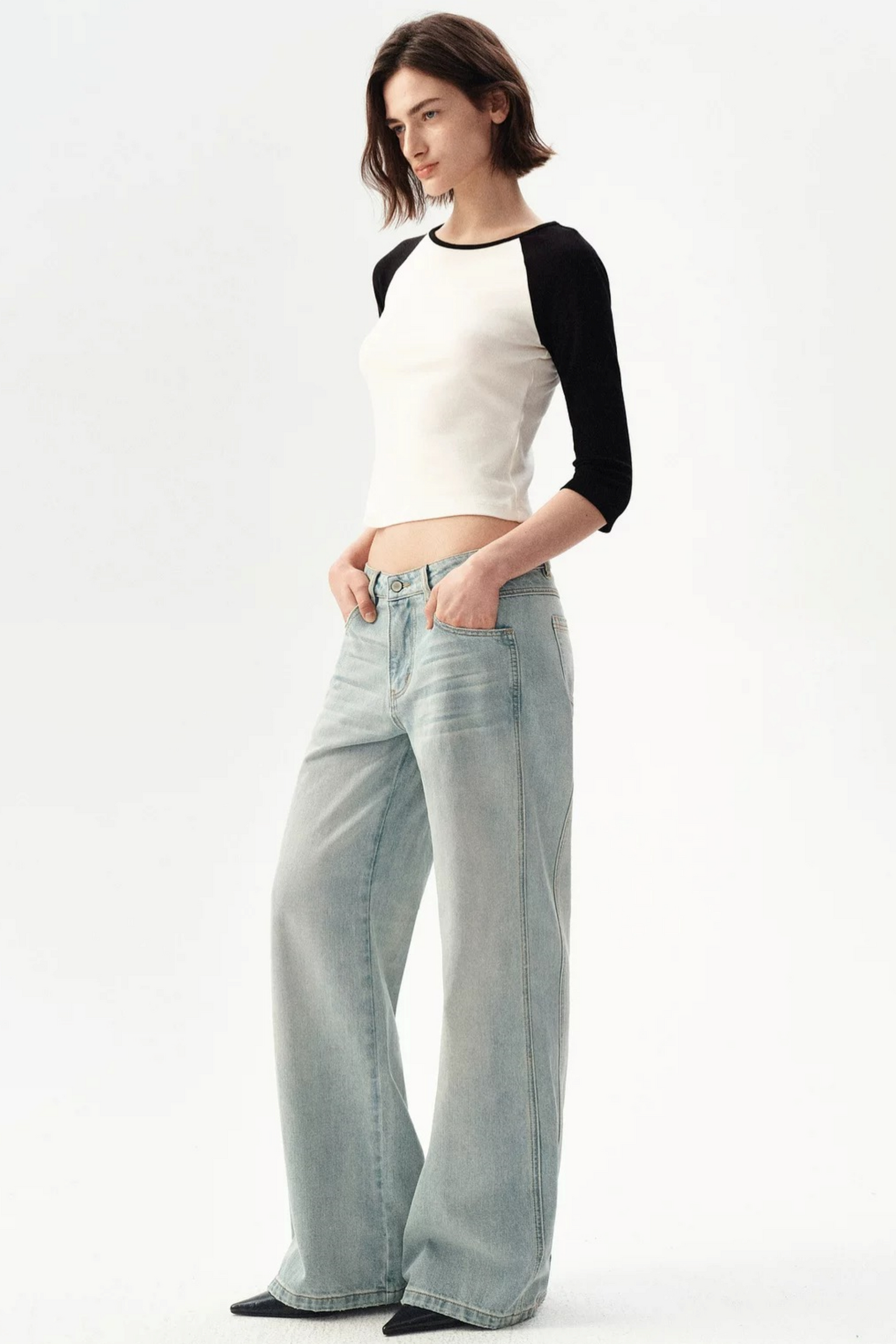French Color-Blocked Raglan Top