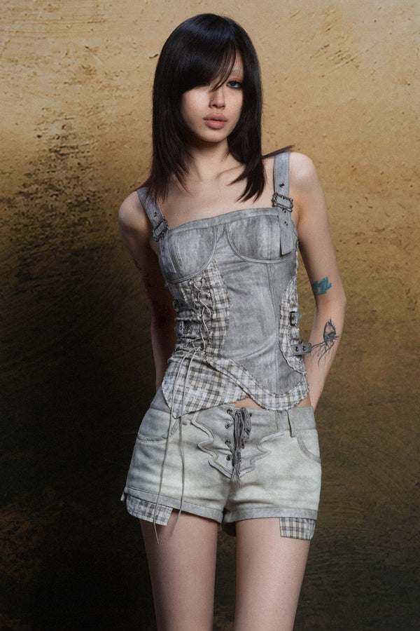 Tight Check Crop Top