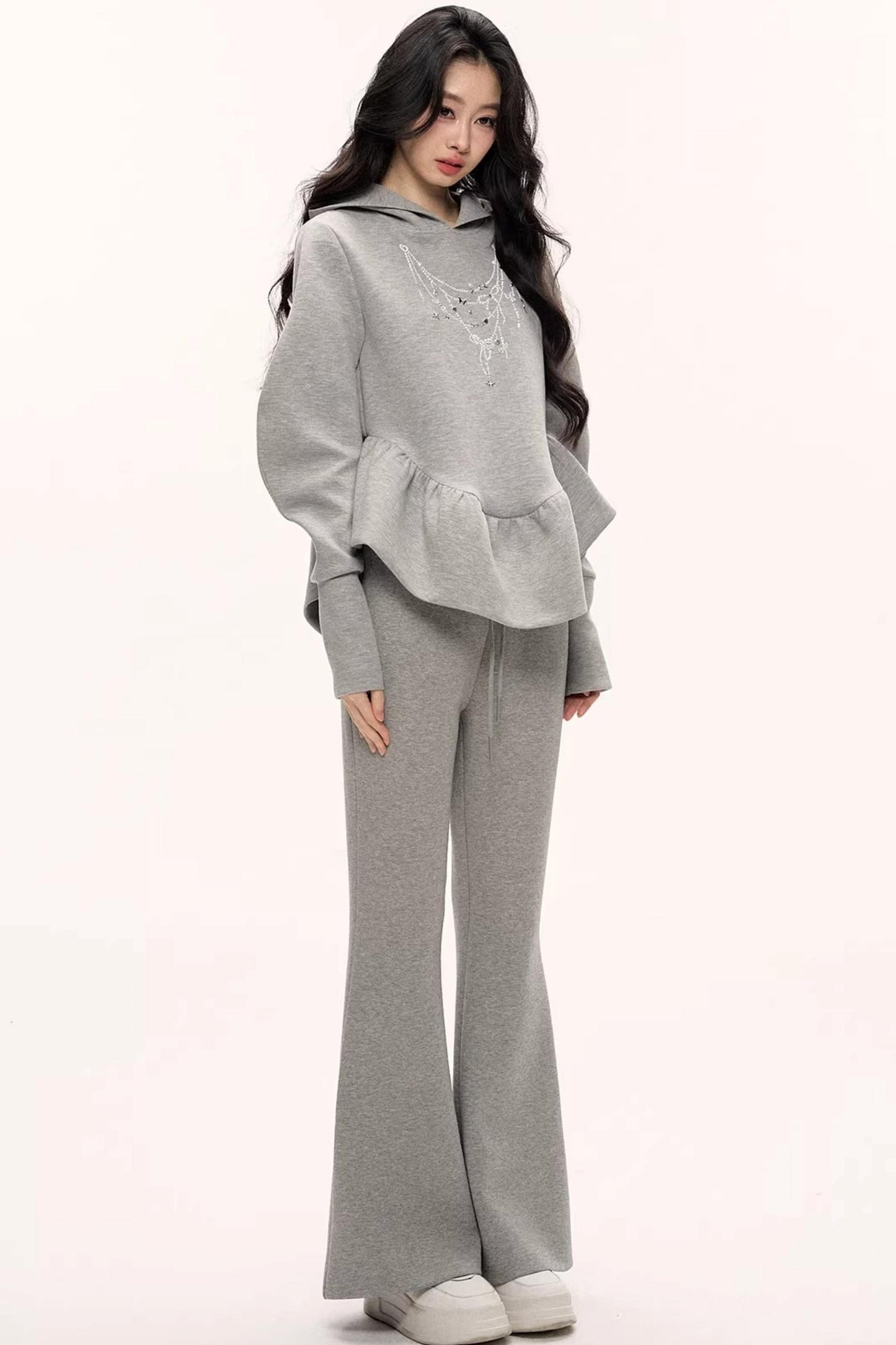 Flower Bud Hooded Sweatshirt Set-Up