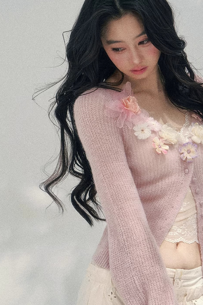 Spring Soft Breeze Floral Sweater Set-Up