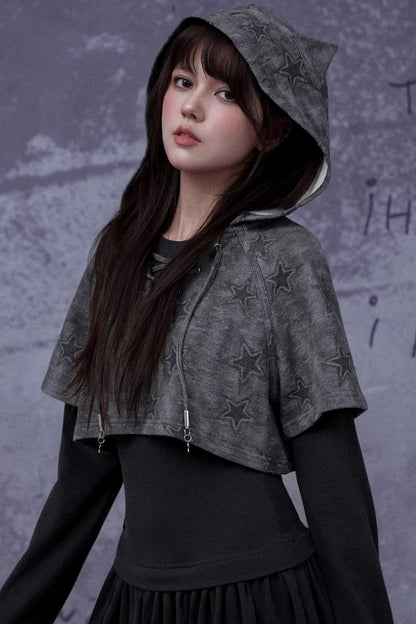 Gray Star Cat Ear Dress Set