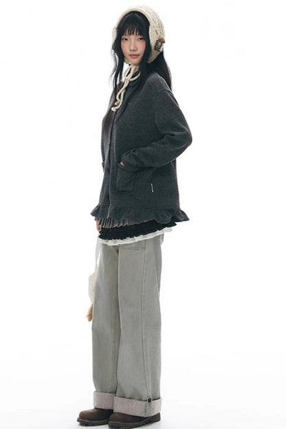 Knit Button Hem Pants