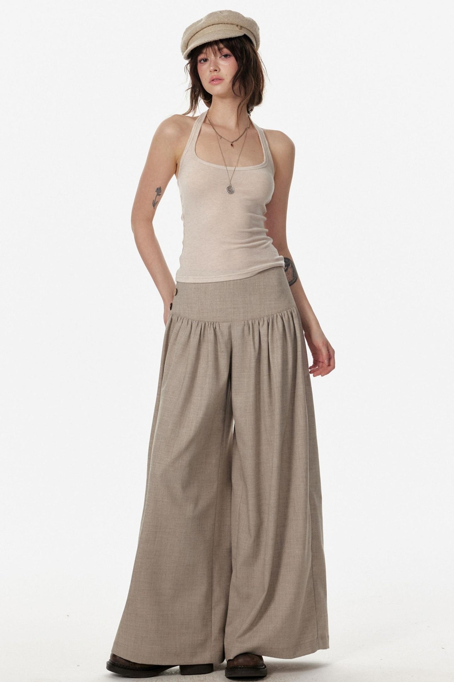 Retro Wide Slim Drape Pants