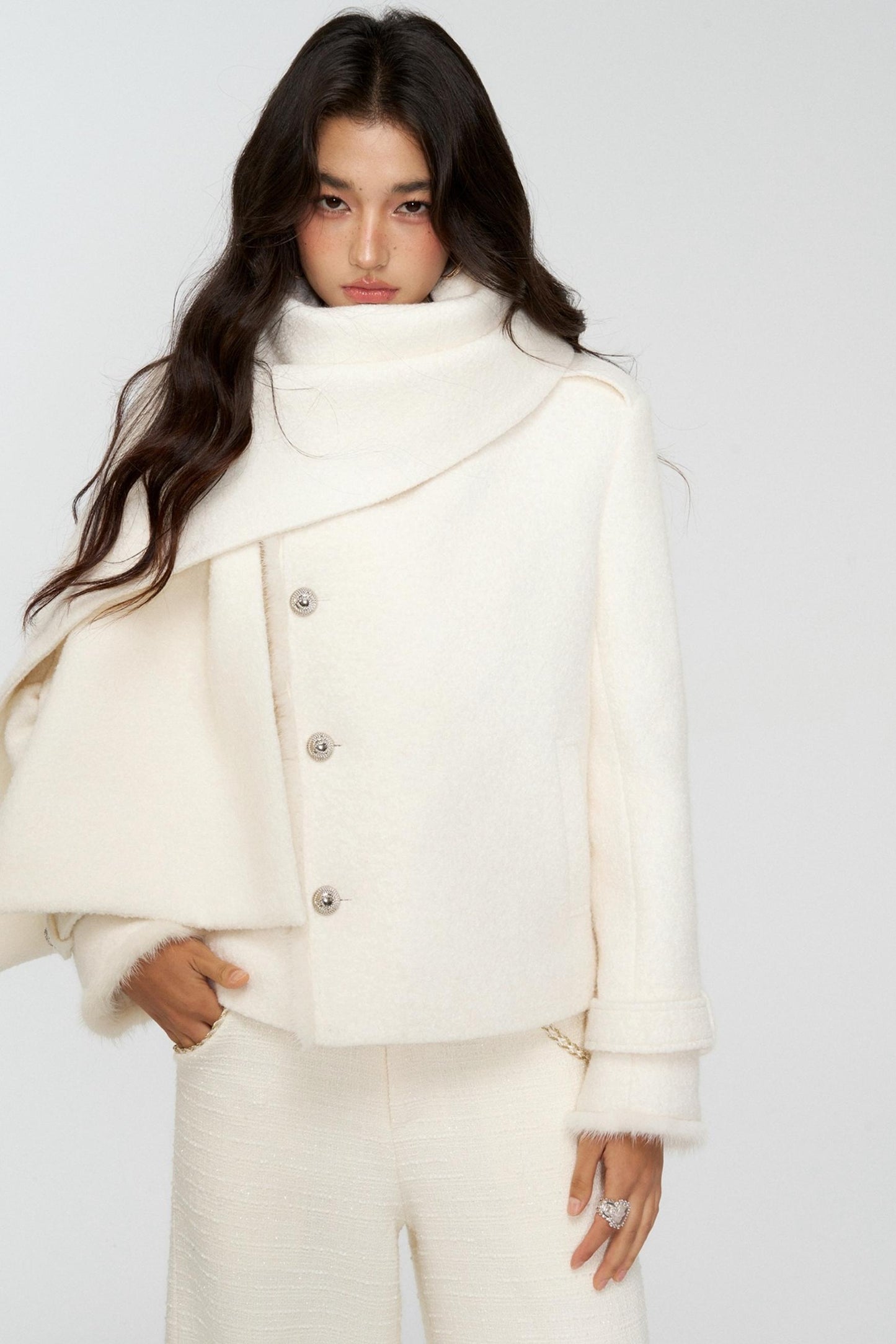Exquisite Woolen Cropped Jacket Set-Up