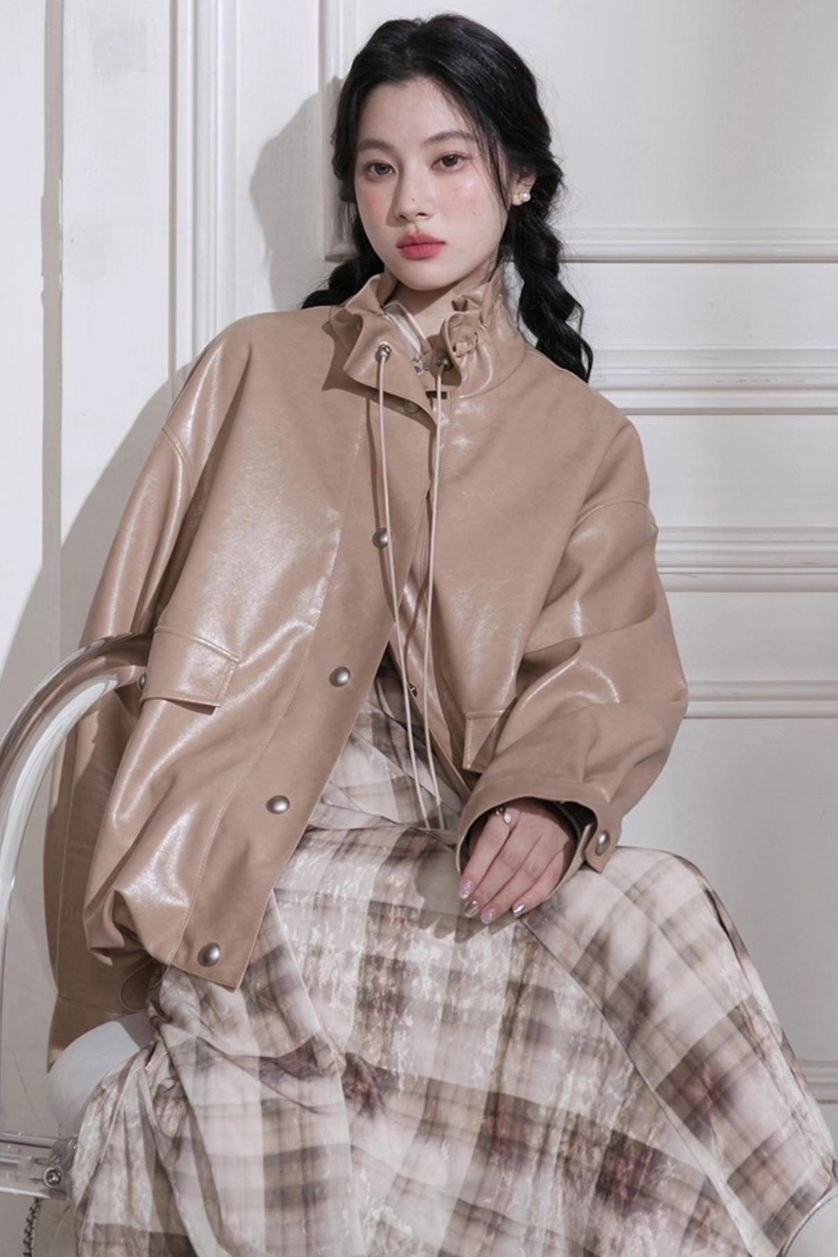 Plaid Light Shadow Long Sleeve Dress