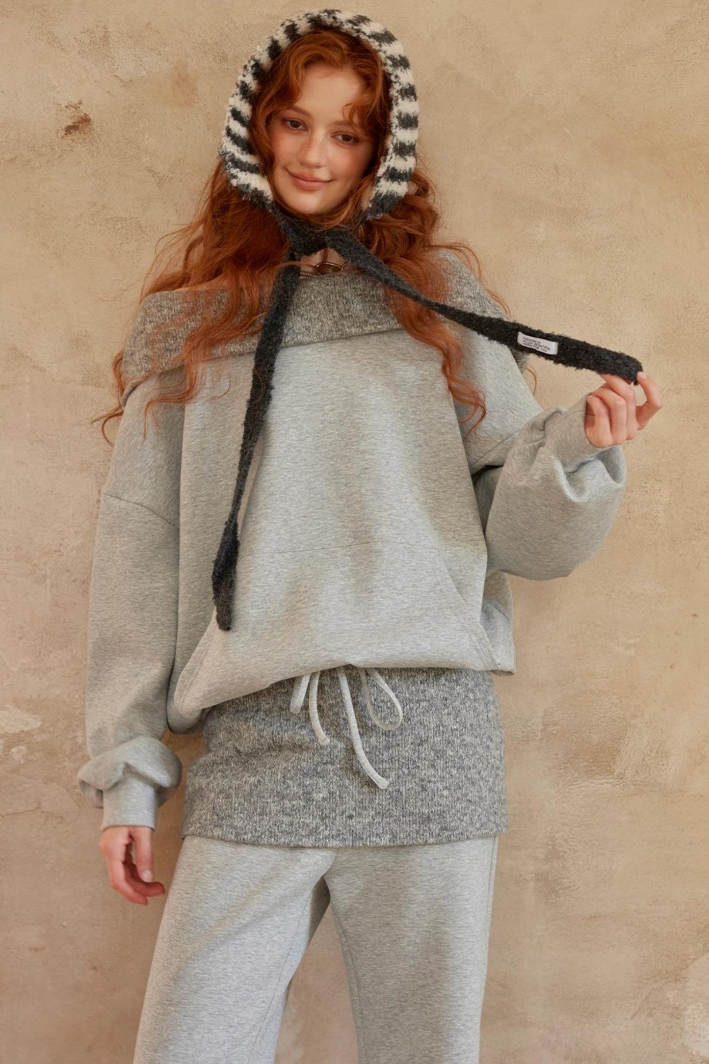 Gray Off-Shoulder Two-Piece Set-Up