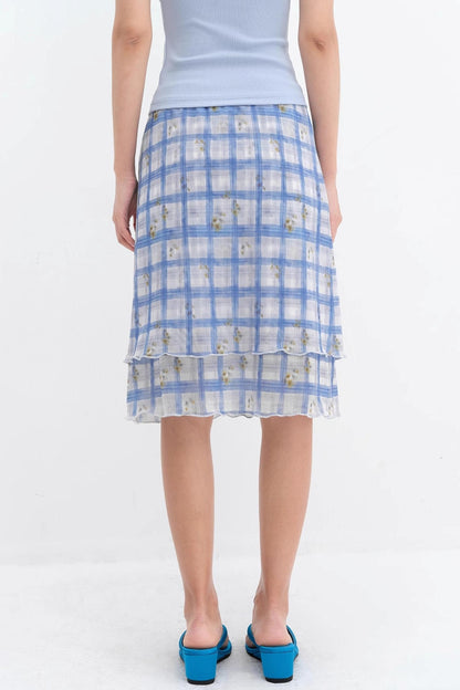 Vibrant Floral Mesh Skirt