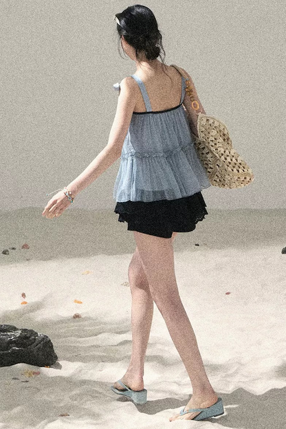 French Chiffon Mesh Top