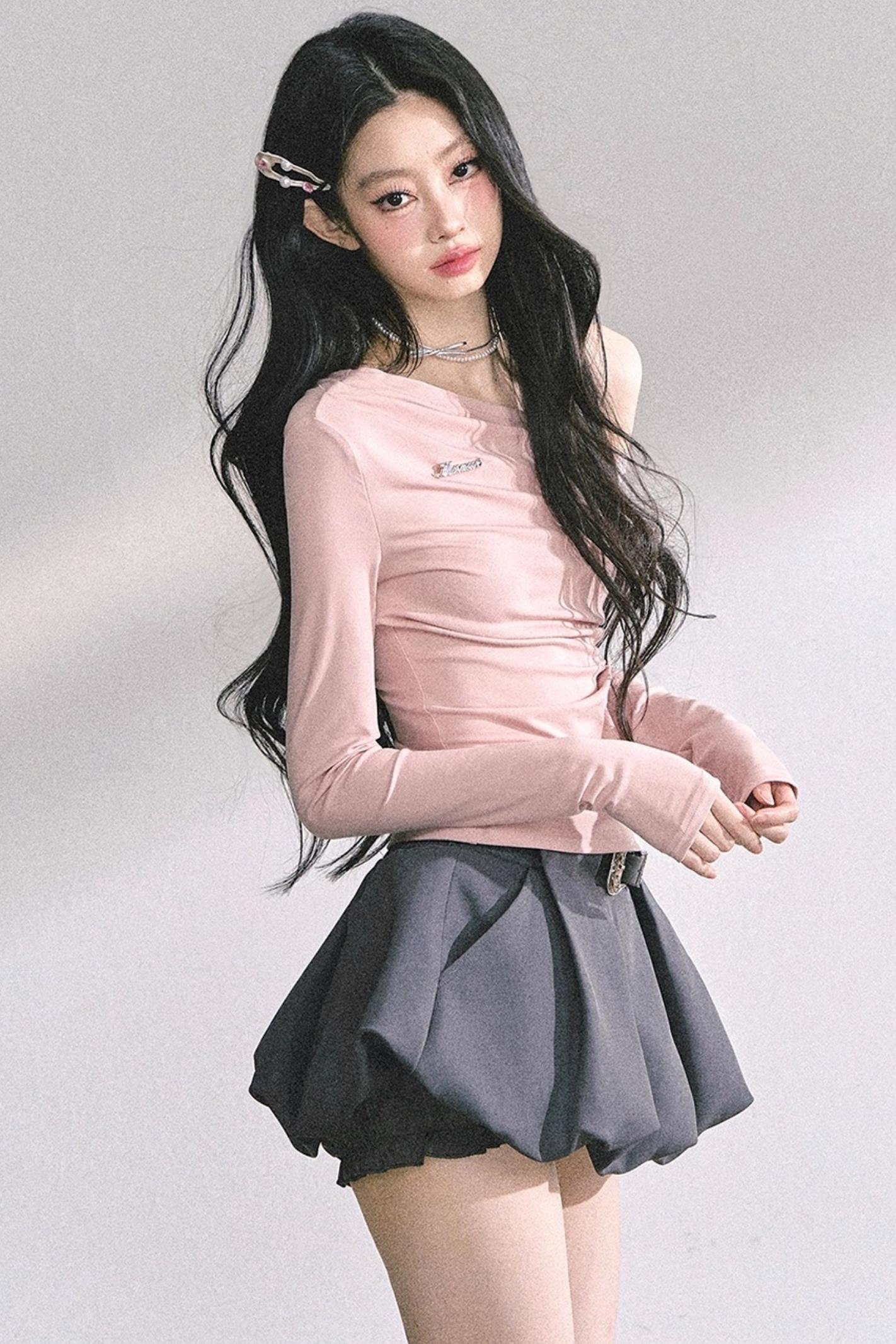 Spicy American Long-Sleeved Gray Top