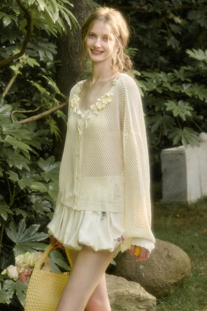 Galaxy Ice Silk Hollow Cardigan