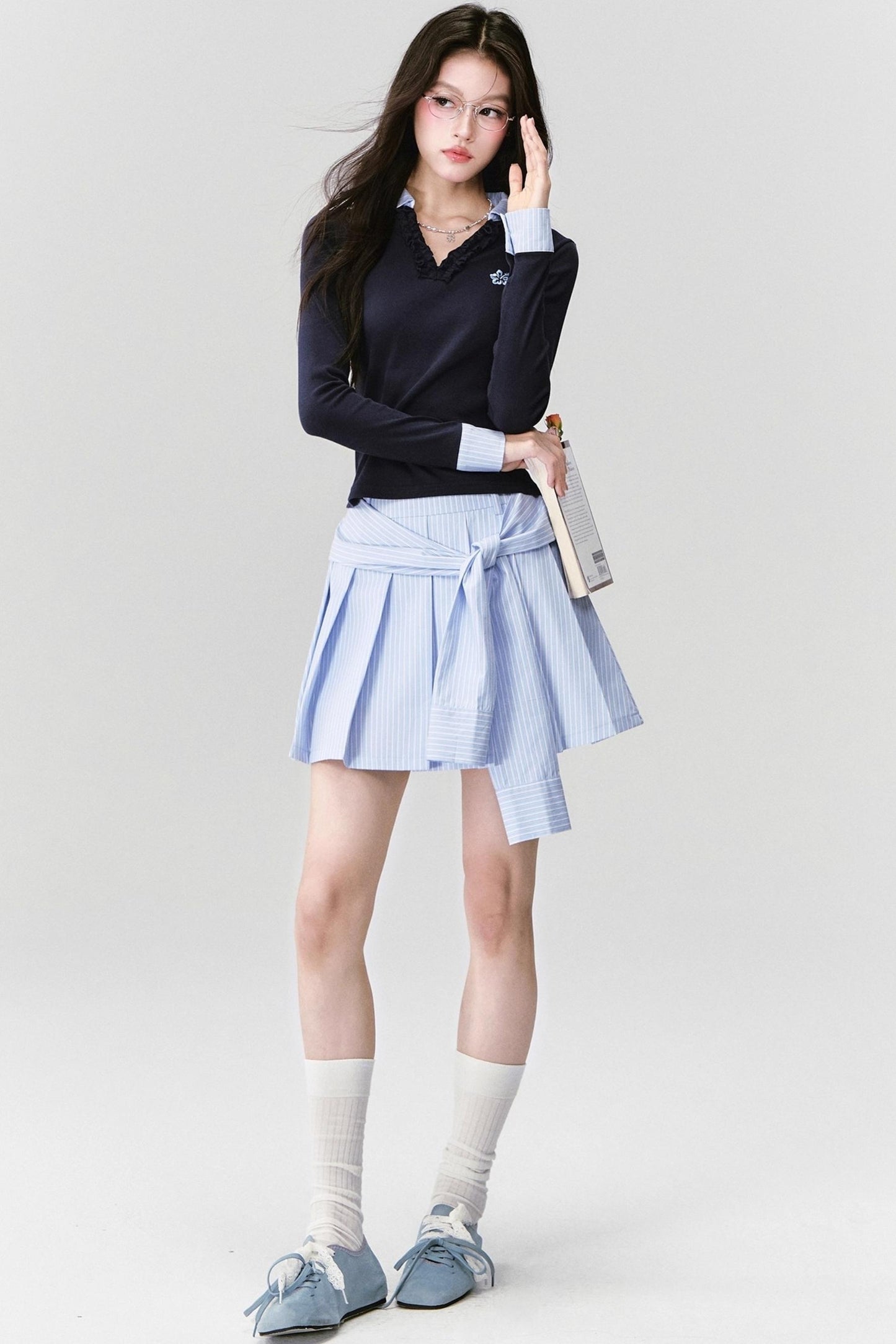 Fragile Love Letter Pleated Skirt Set-Up