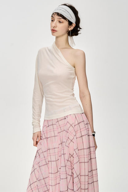 Irregular Pink Plaid Skirt