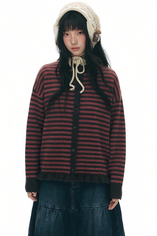 Vintage Striped Sweater Cardigan