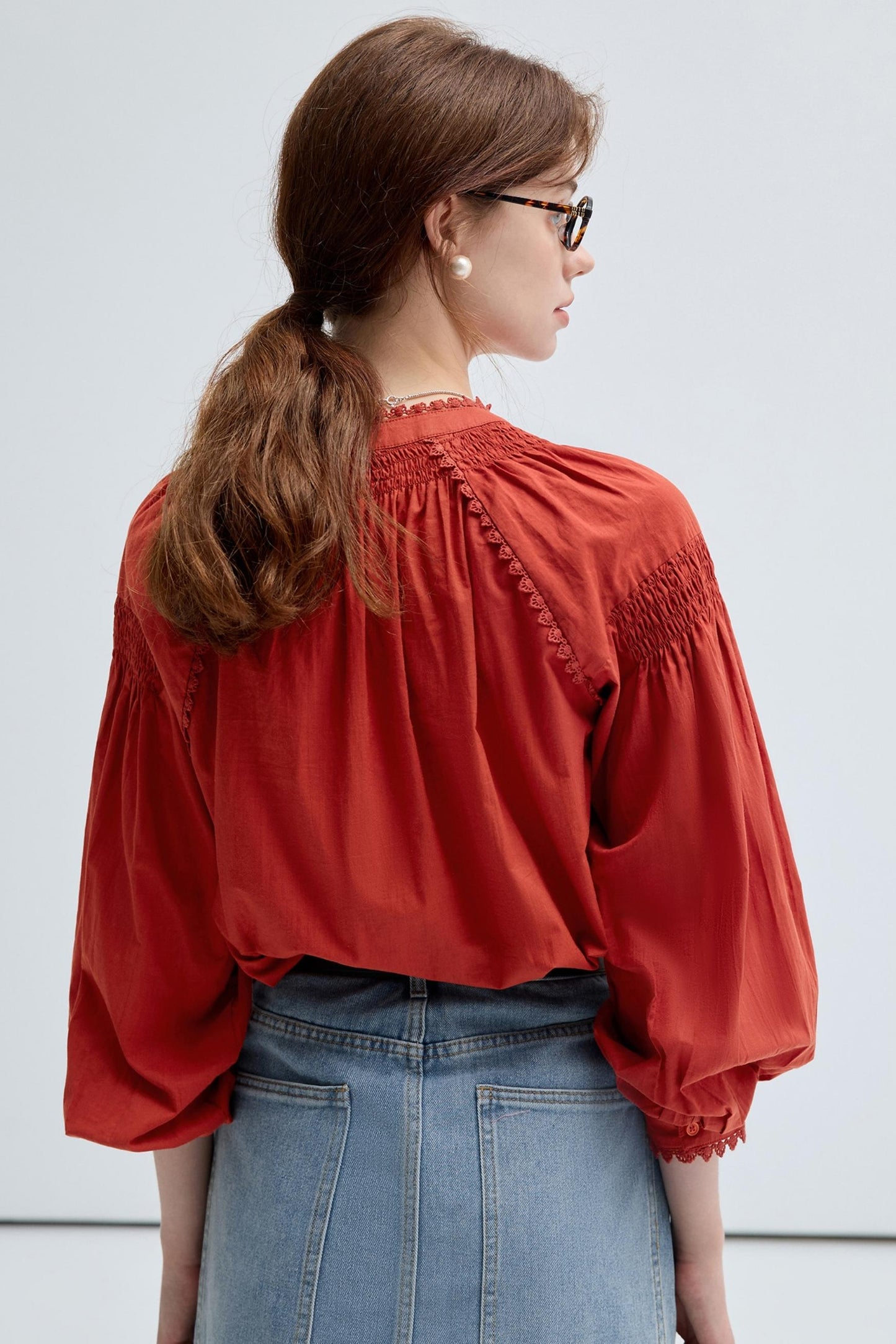 French Vintage Embroidered Cotton Shirt