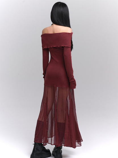 Ghost Girl, rotes One-Shoulder-Kleid, Frühherbst, koreanische Atmosphäre, Geburtstag, High-End-Rock Temperament