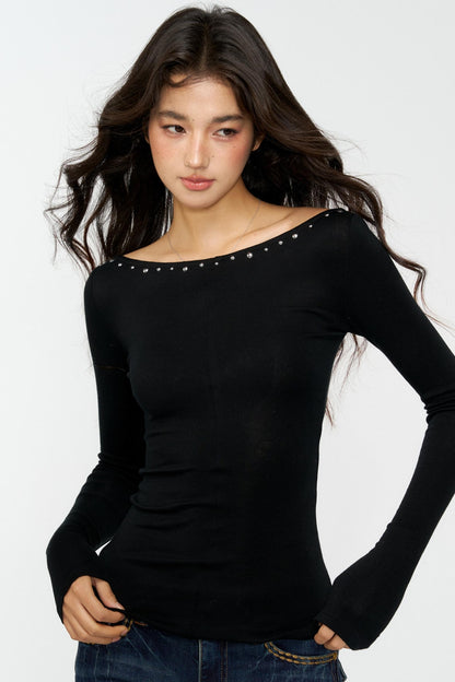Hot Diamond Shoulder Buckle Shirt