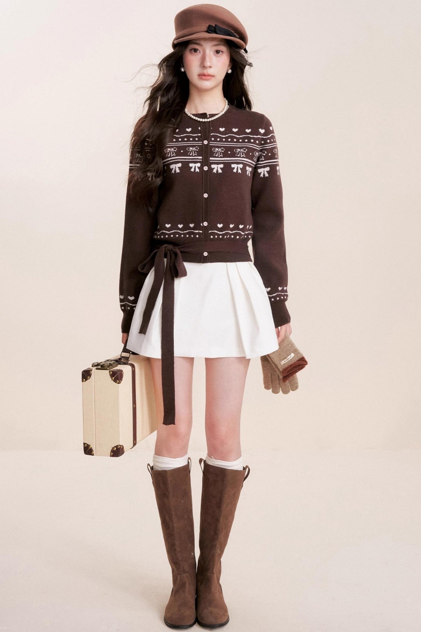 Pure Hand-Painted Jacquard Crew Neck Sweater