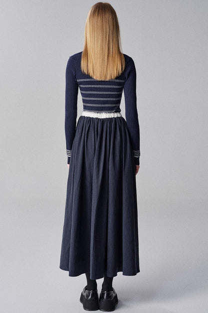 Morning Dew French Striped Long-Sleeved Top