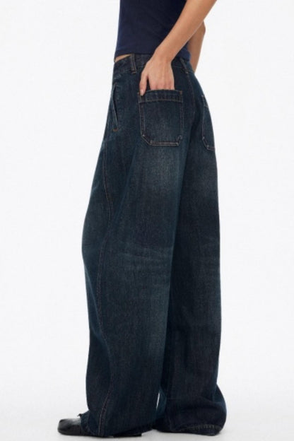 Distressed Cat Whiskers Straight Jeans